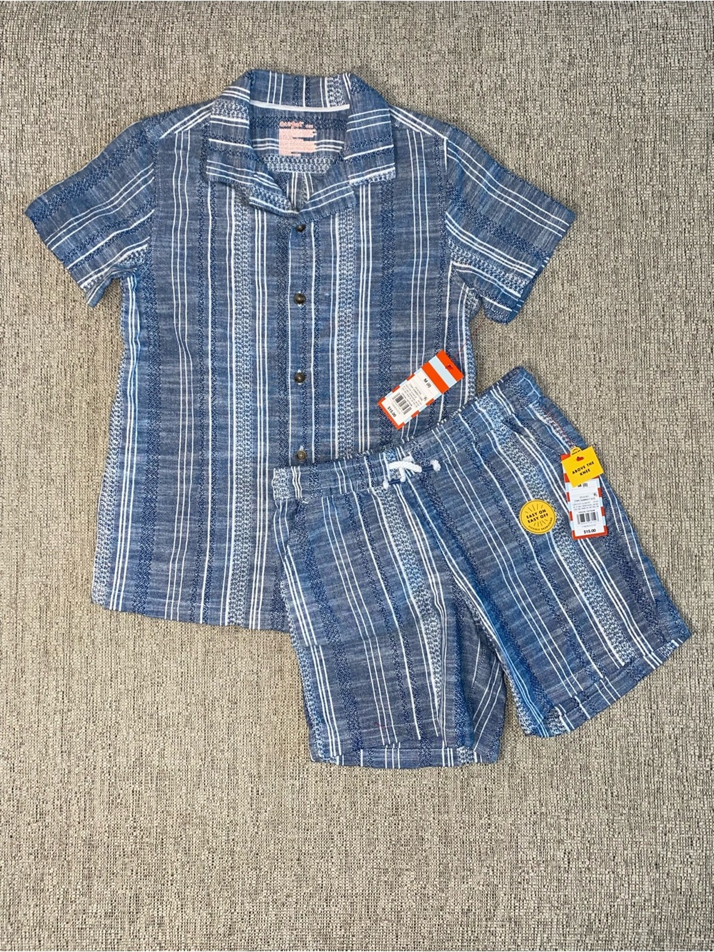 Target Blue & White Striped Kids Short Sleeve Pajama Set